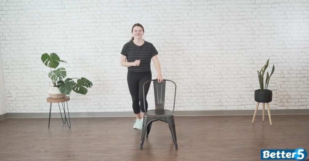 Chair assisted dance cardio for seniors showing a fun, low impact workout to improve fitness and coordination.
