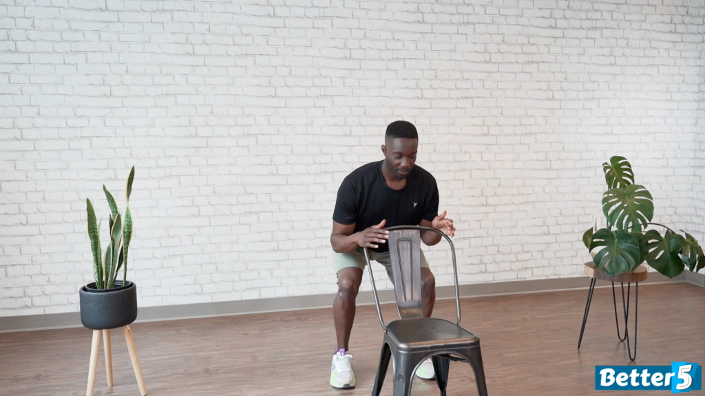Warm up squat exercise ending position
