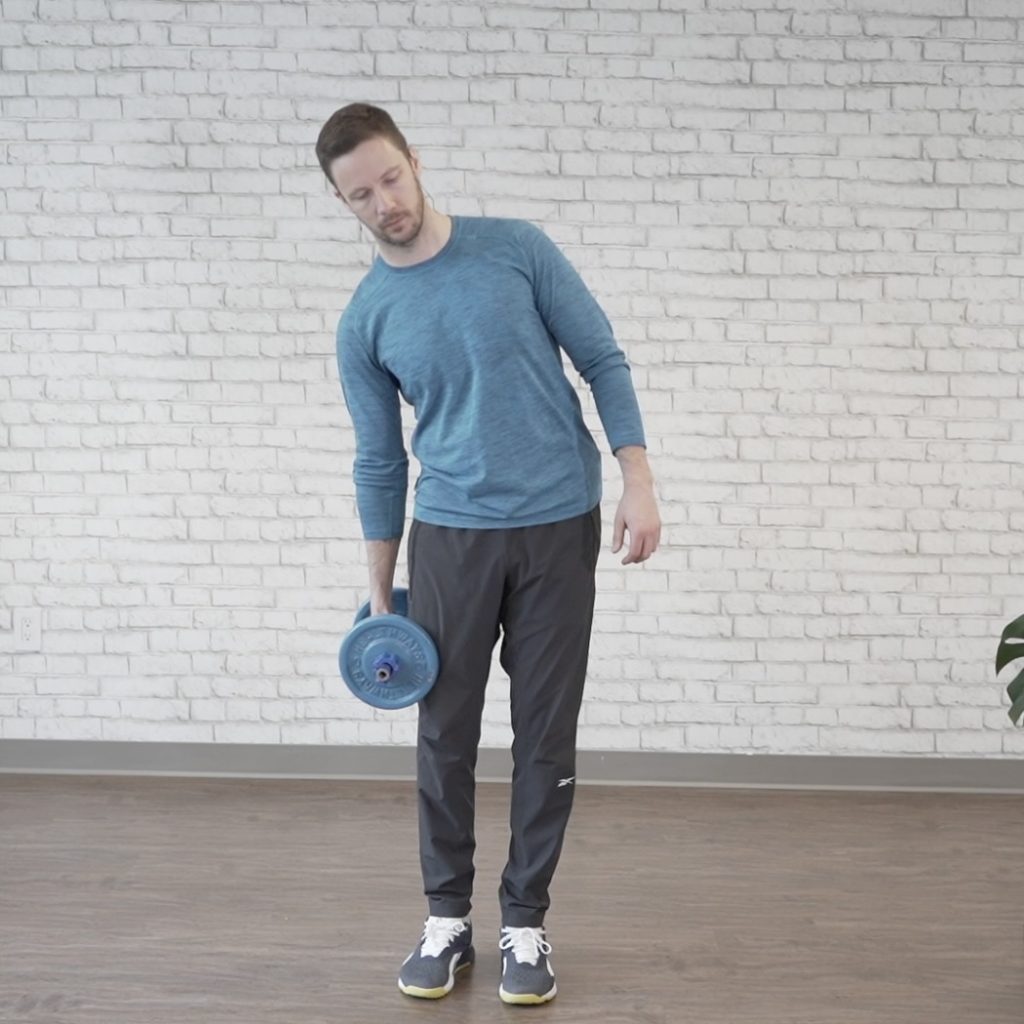 Dumbbell side bend ending position