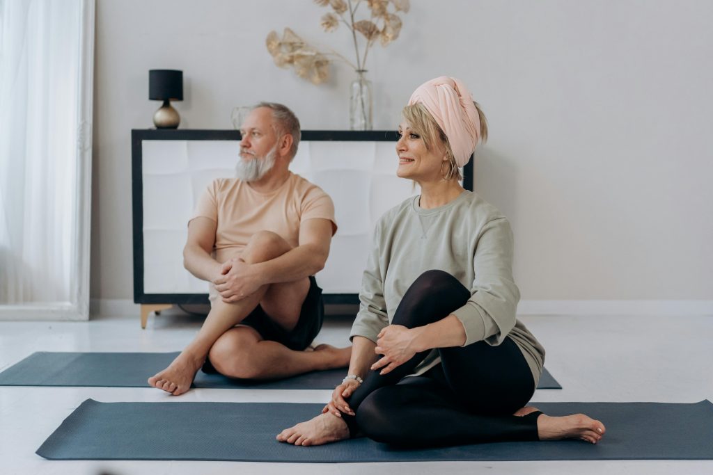 Stretching routine demonstrating how to reduce post workout inflammation in the legs.
