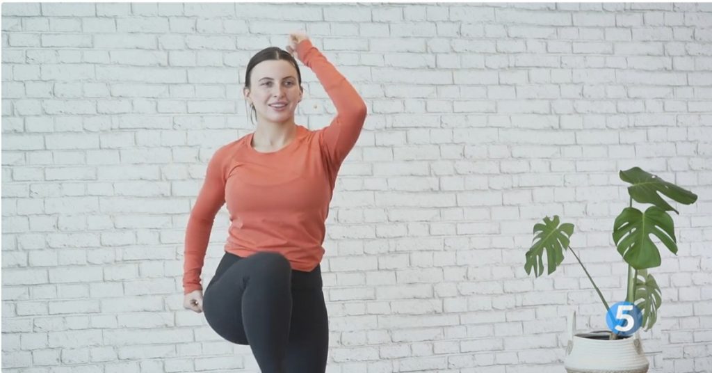 Low-impact indoor walking exercise for seniors, building leg strength
