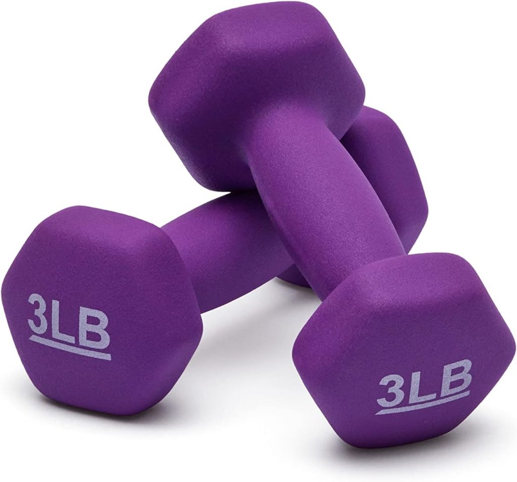 A pair of purple-colored 3lb dumbbells