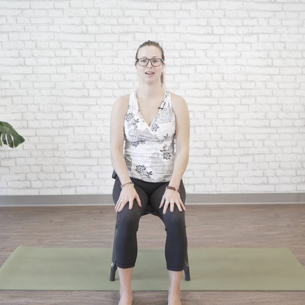 Shoulder rolls for senior's mobility pose 2
