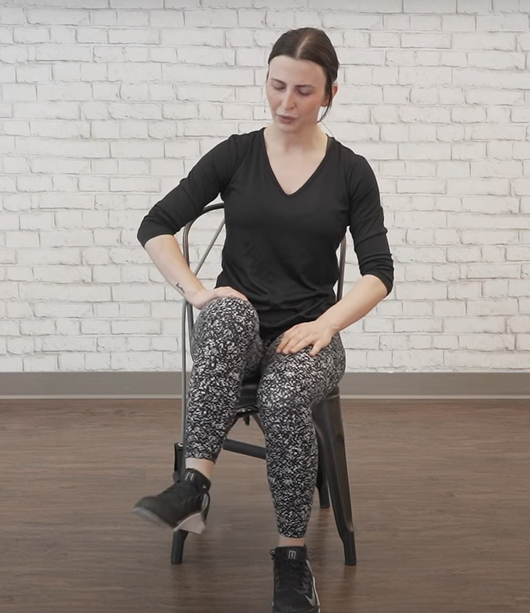 Seated Resistance Band Exercise - lower body stretch - movement 1