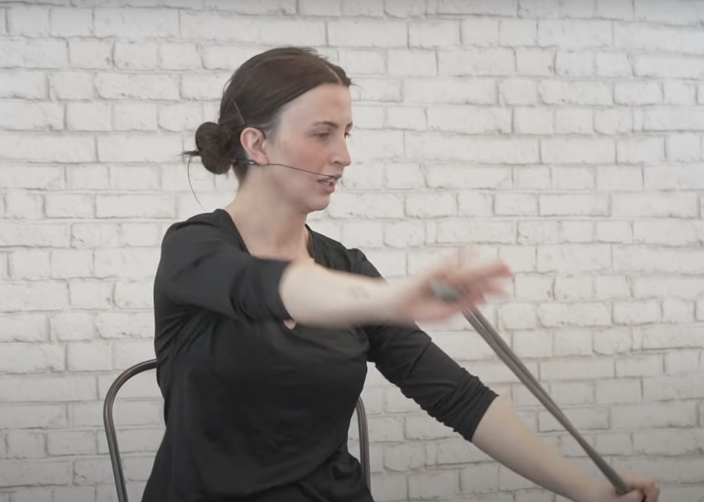 Seated Resistance Band Exercise - alternating twists - movement 4