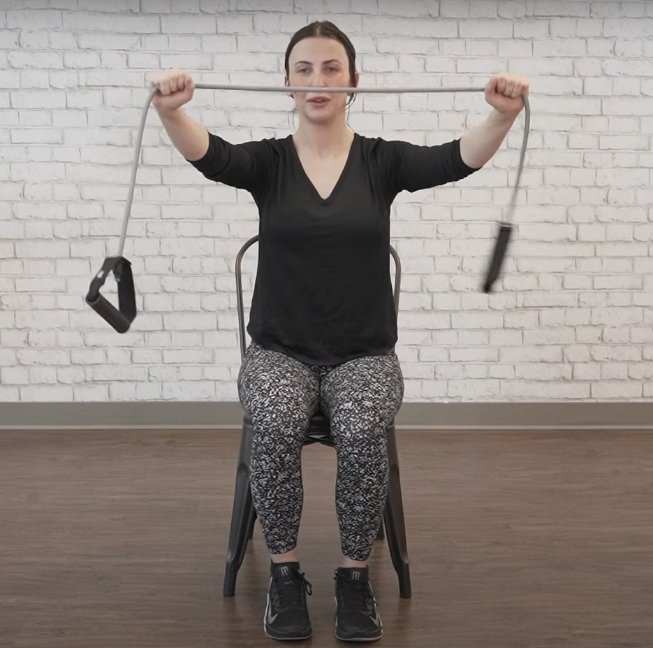 Seated Resistance Band Exercise - pull apart starting position