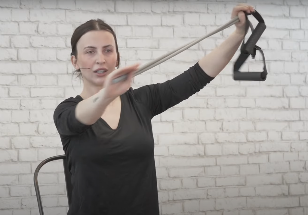 Seated Resistance Band Exercise - alternating twists - movement 1