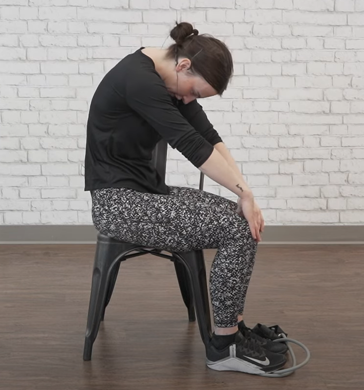 Seated resistance band exercises - cat cow - starting position