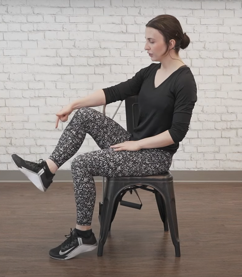 Seated Resistance Band Exercise - leg press starting position