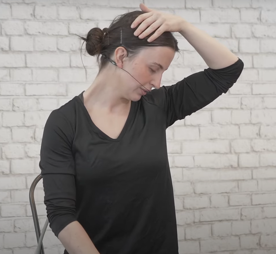 Seated Resistance Band Exercise - anterior deltoid stretch 2 - position 2