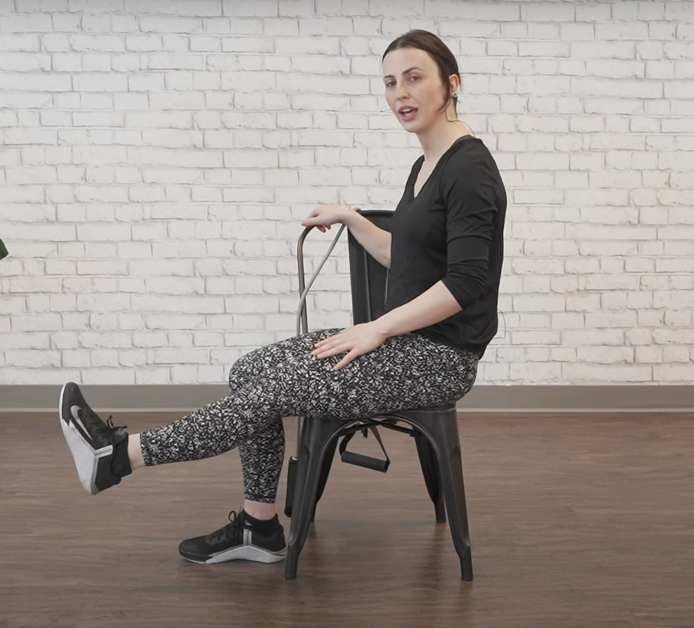 Seated resistance band exercises - leg raise - starting position
