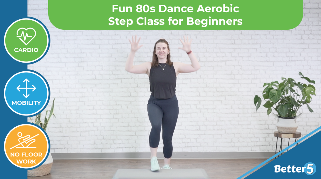 Senior dance exercise course: Fun 80s dance aerobic step class for beginners