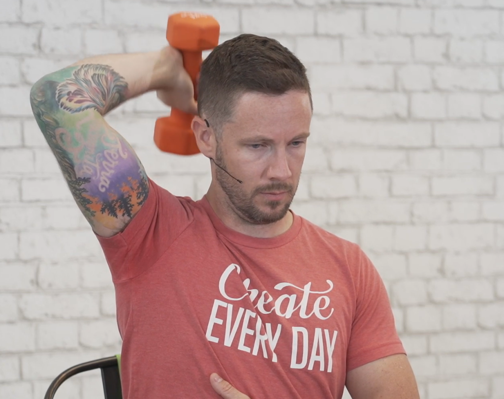 Dumbbell overhead extension - starting position
