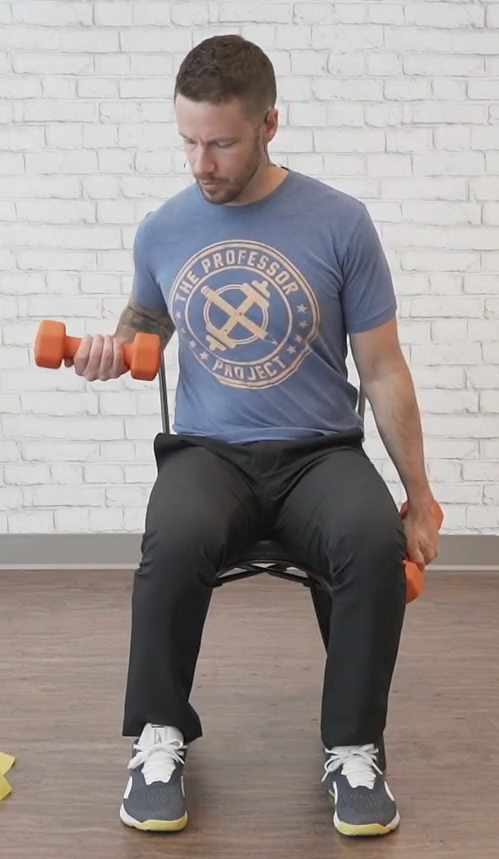 Dumbbell Curl with Shoulder Movement - middle
