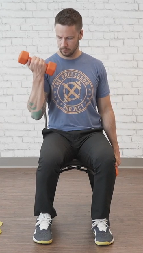 Dumbbell Curl with Shoulder Movement - end