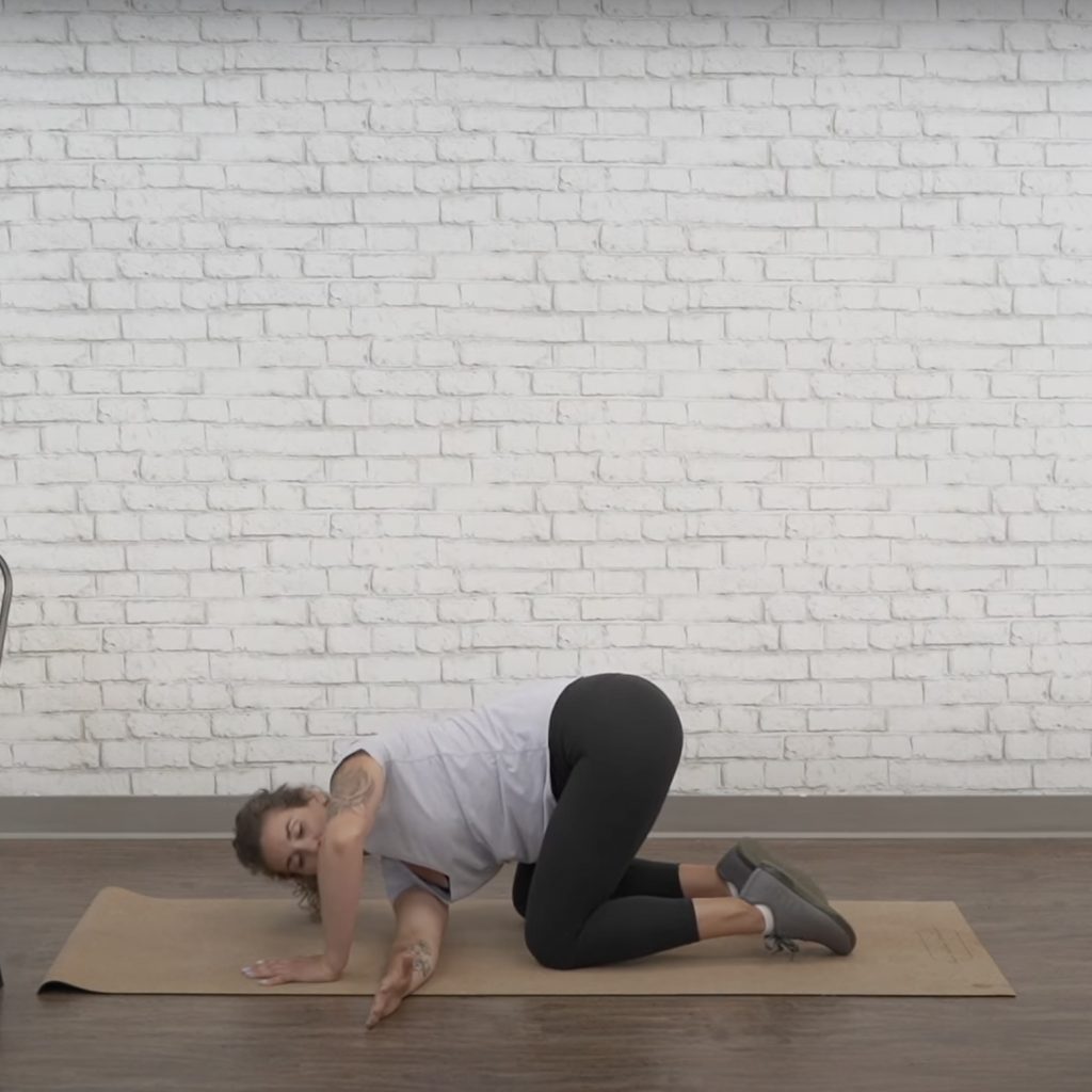 Reach through shoulder stretch