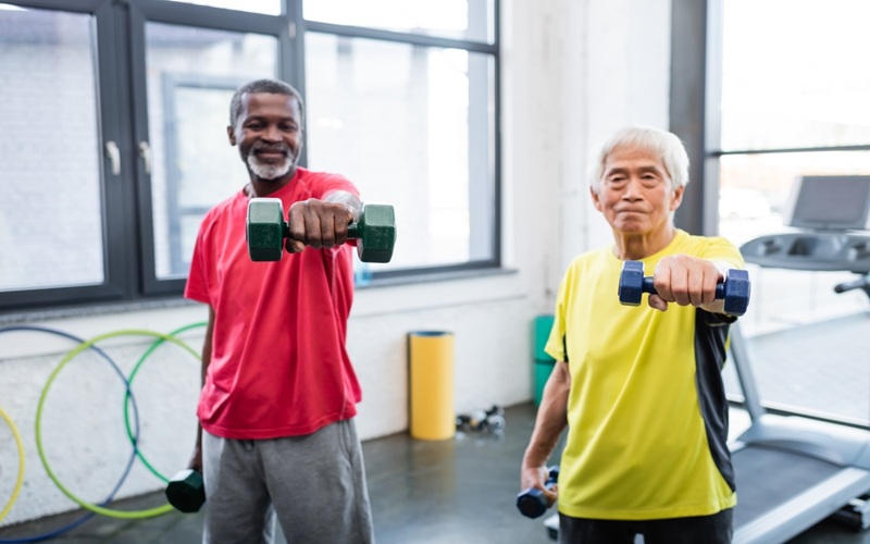 feature older men strength training indoors
