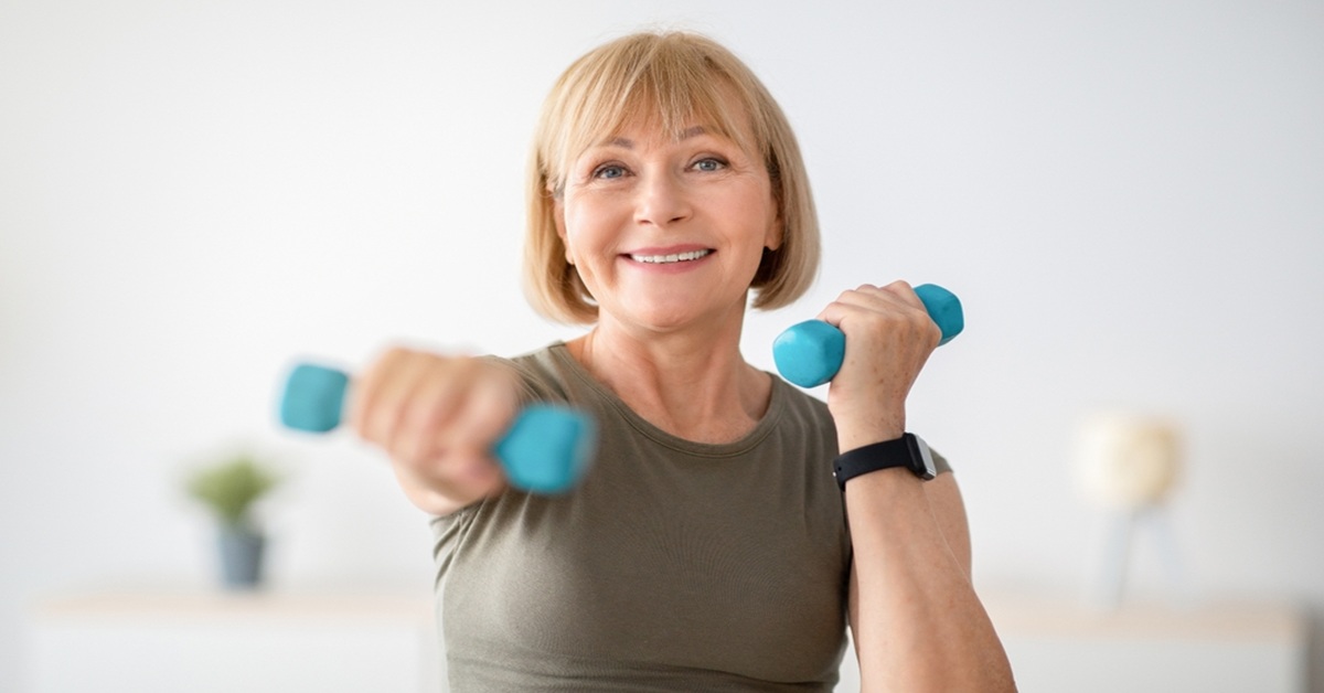 older women doing gentle weight training movement