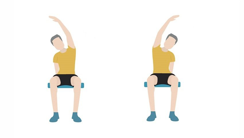 Seated side bend stretch exercise