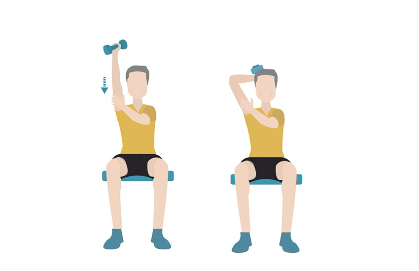 Seated tricep extension exercise