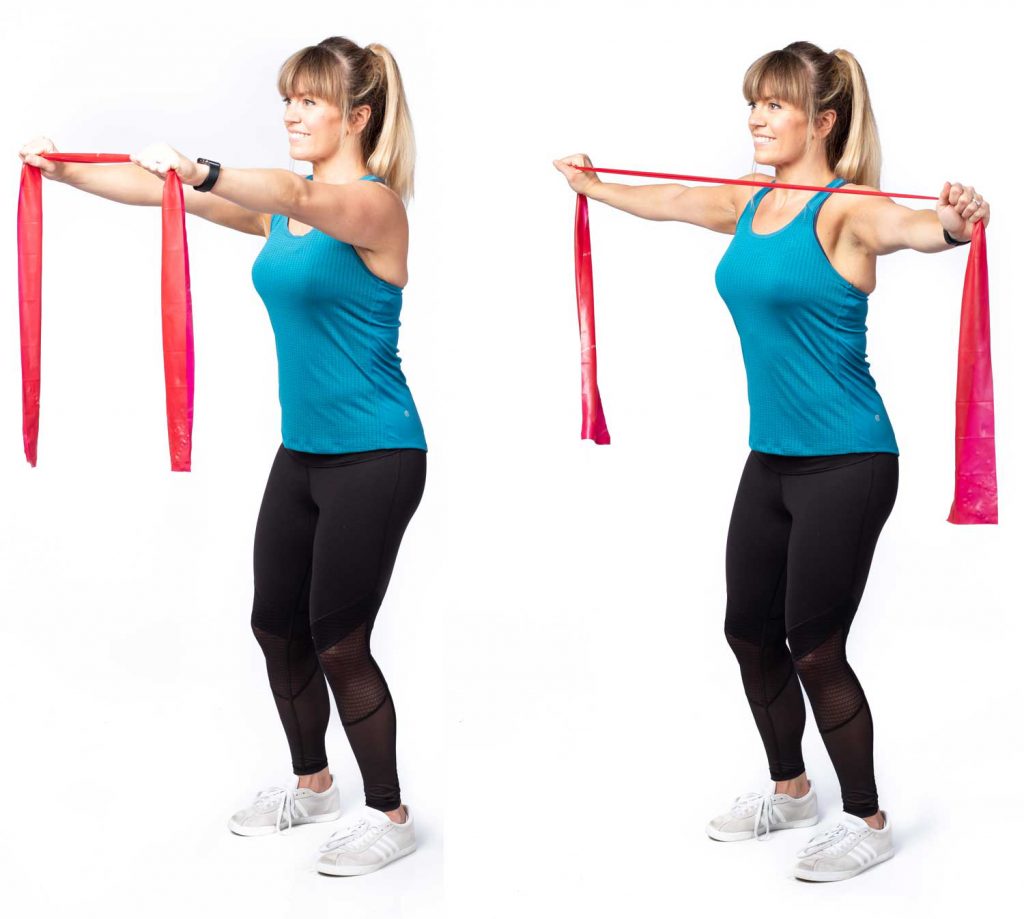 Banded pull apart exercise