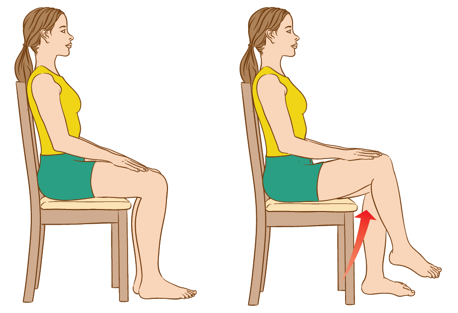 Seated knee lift exercise