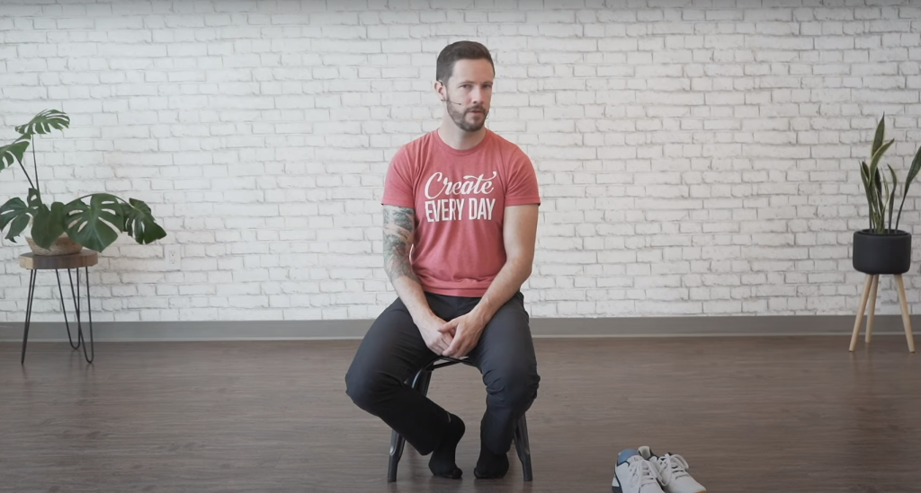 Gaze stabilization exercise for brain-body connection - starting position